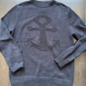 Jack Wills Men's Navy Anchor Crewneck Intarsia Sweater, SM